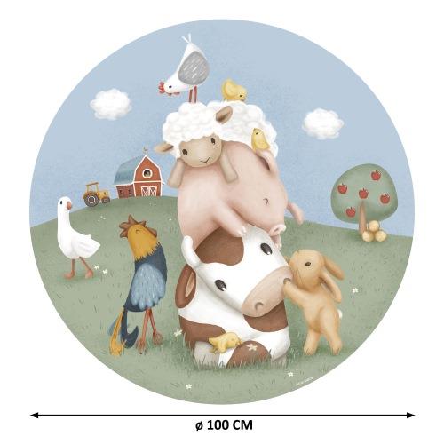 Wallpaper circle - multi -colored - Little Farm