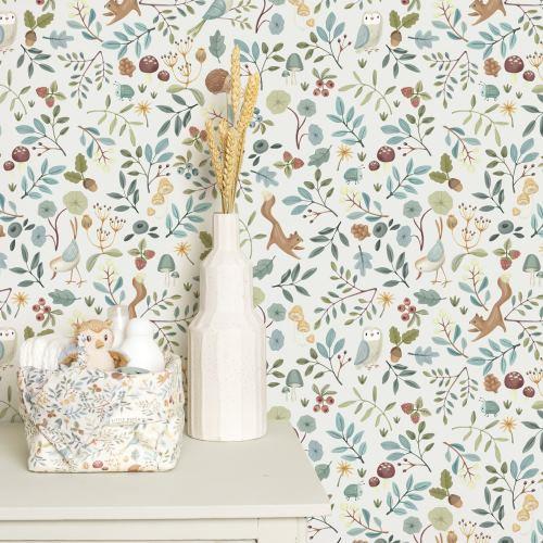 Woven wallpaper - Multicolor - Forest Friends - Forest Wonders