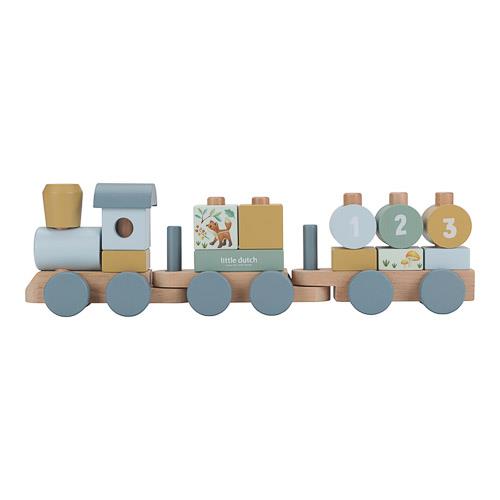 Wooden block train - Blue - Forest Friends