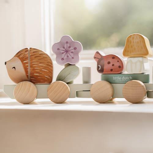 Wooden block train - Pink - Fairy Garden