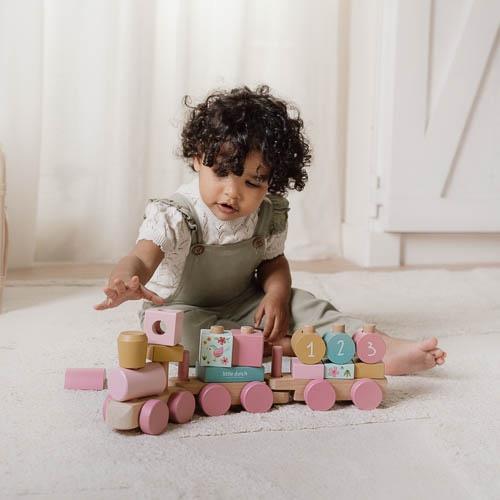 Wooden block train - Pink - Fairy Garden