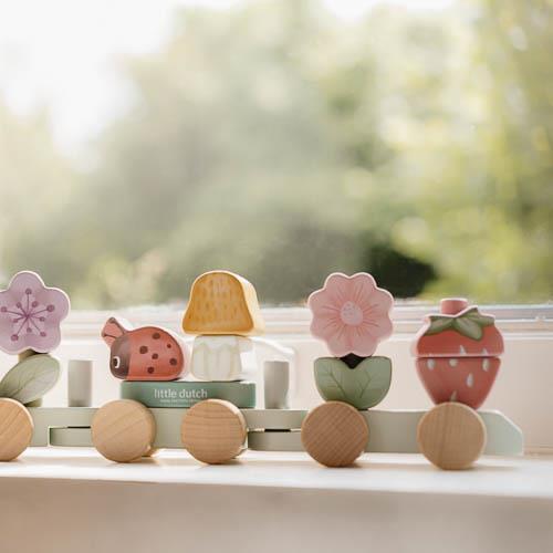 Wooden block train - Pink - Fairy Garden