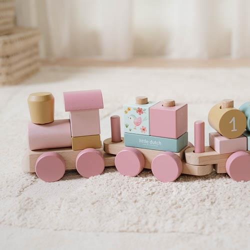 Wooden block train - Pink - Fairy Garden