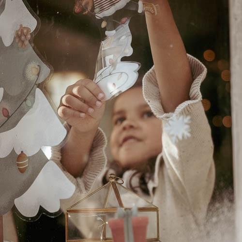 Autocollant de fenêtre arbre de Noël - multicolore