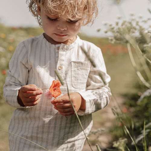 Blouse Long Sleeve - White - Forest Friends - Stripe