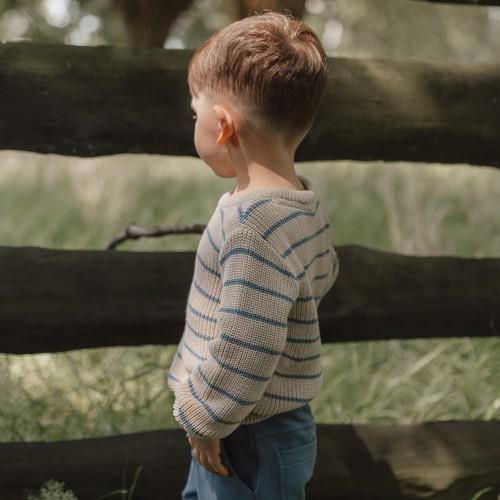 Gebreide trui - Zand - Little Farm - Streep