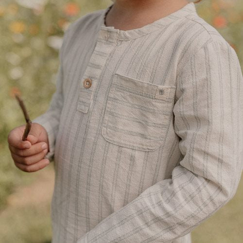 Blouse Long Sleeve - White - Forest Friends - Stripe