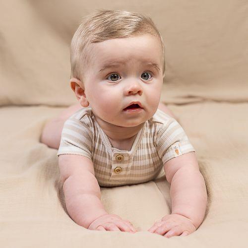 Romper Short Sleeve - Sand - Newborn Naturals