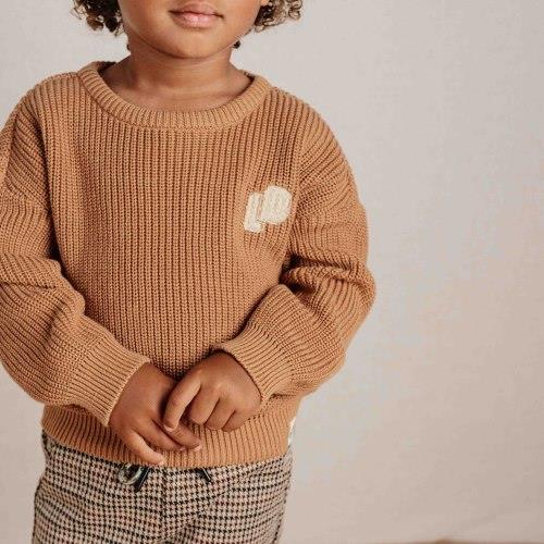 Knitted sweater - Brown - Little Farm - Print