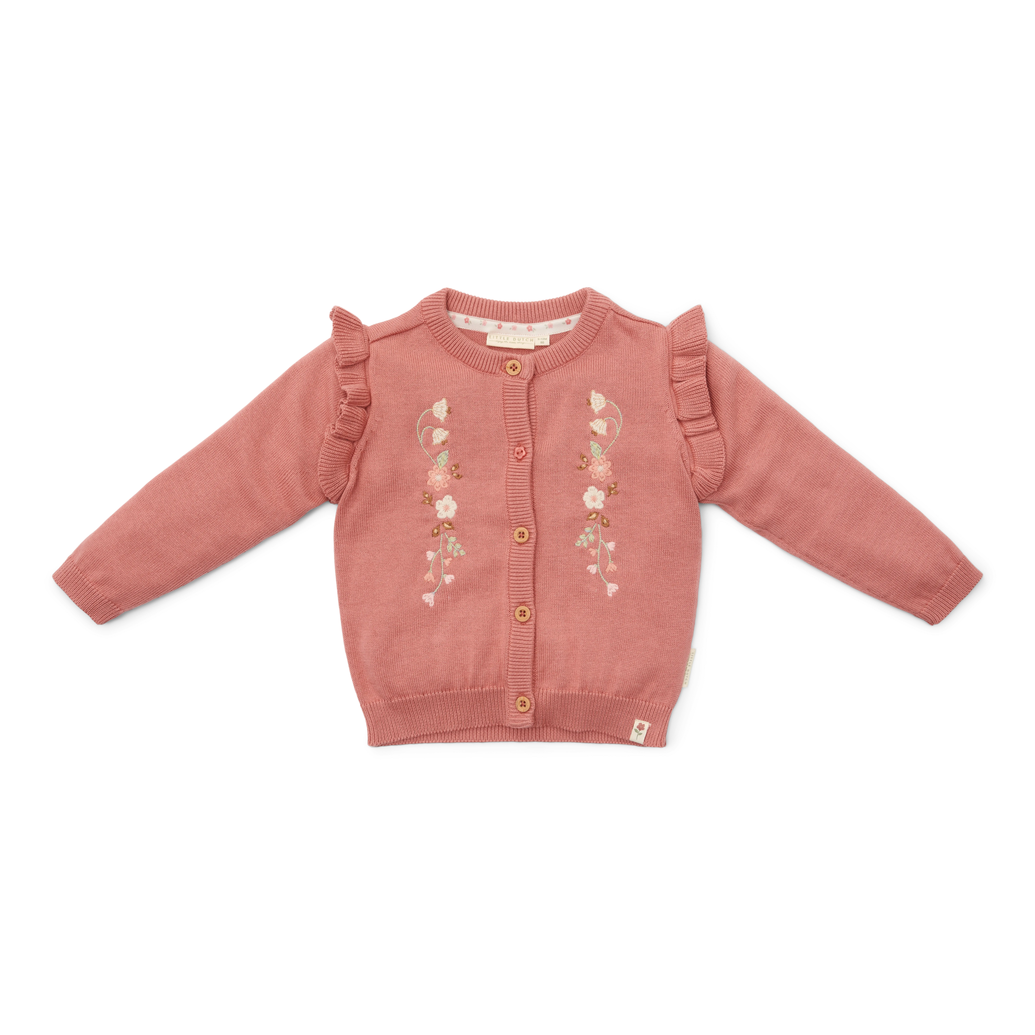 gebreid-vest-roze-little-farm-opdruk