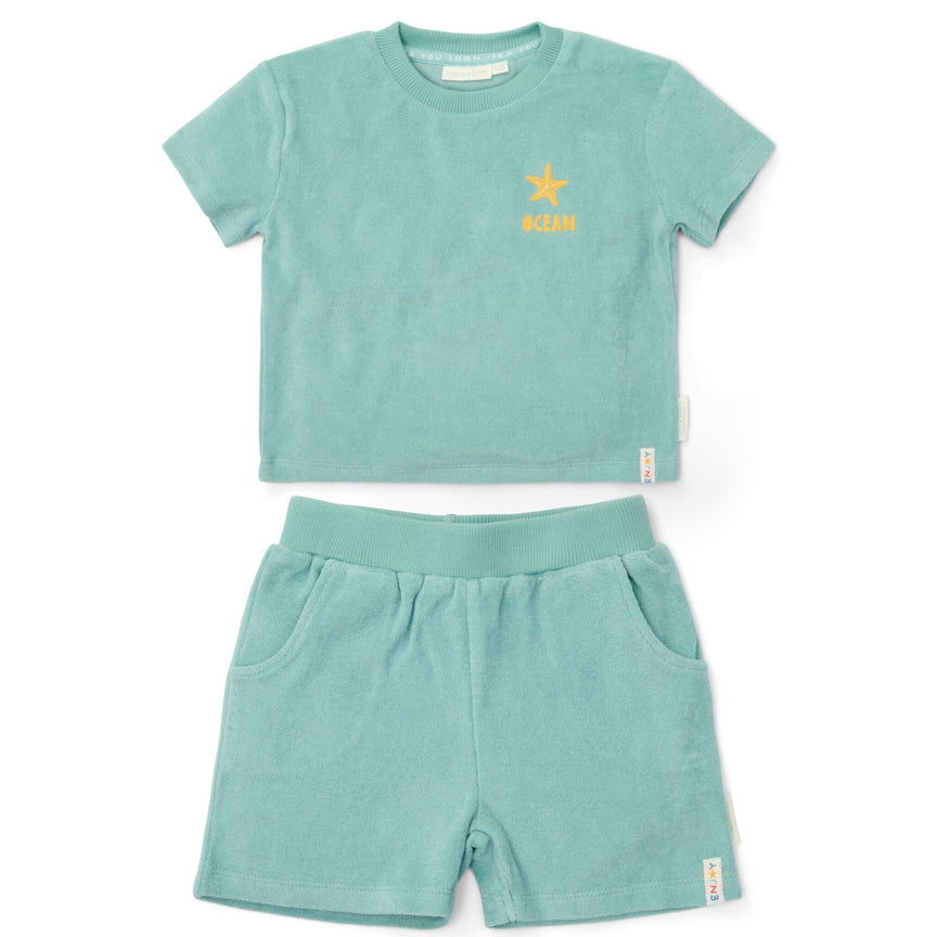 t-shirt-en-short-groen-seashells-and-stripes