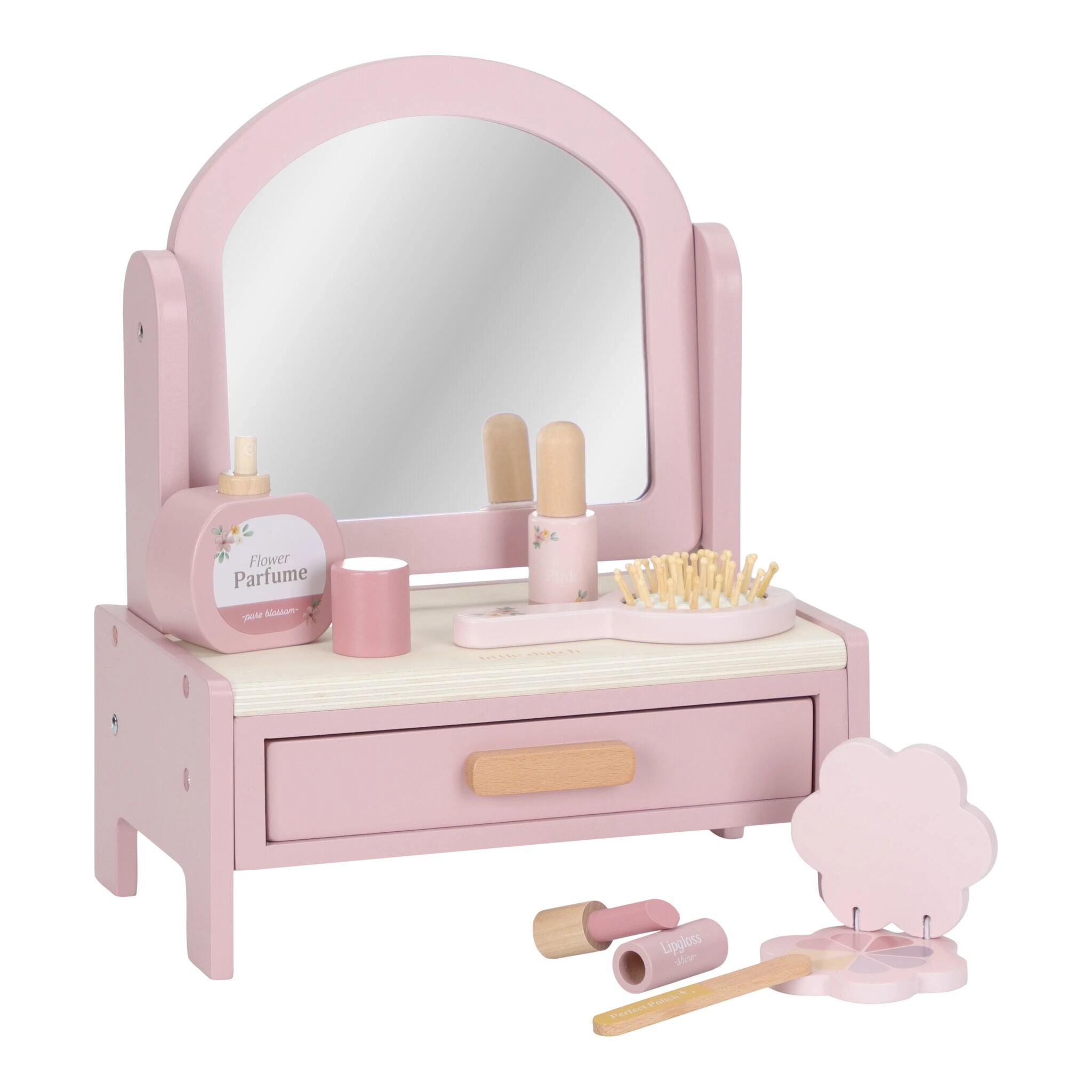 houten-kaptafel-met-draaispiegel-en-accessoires