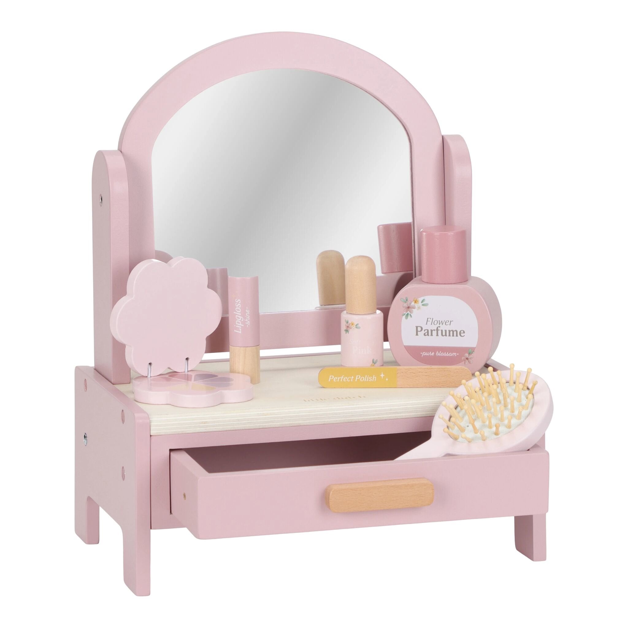 houten-kaptafel-met-draaispiegel-en-accessoires