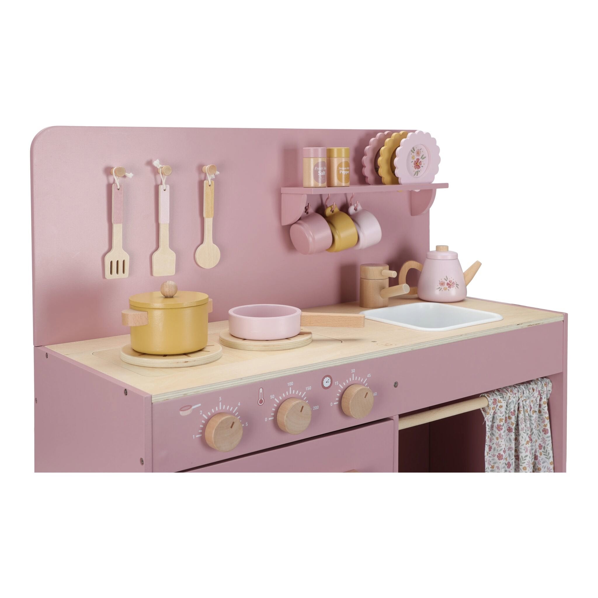 Cuisine Enfants COSTWAY en Bois 3 Ans+, - 11 Accessoires avec Horloge Cuisine Enfants COSTWAY en Bois 3 Ans+, - 11 Accessoires avec Horloge