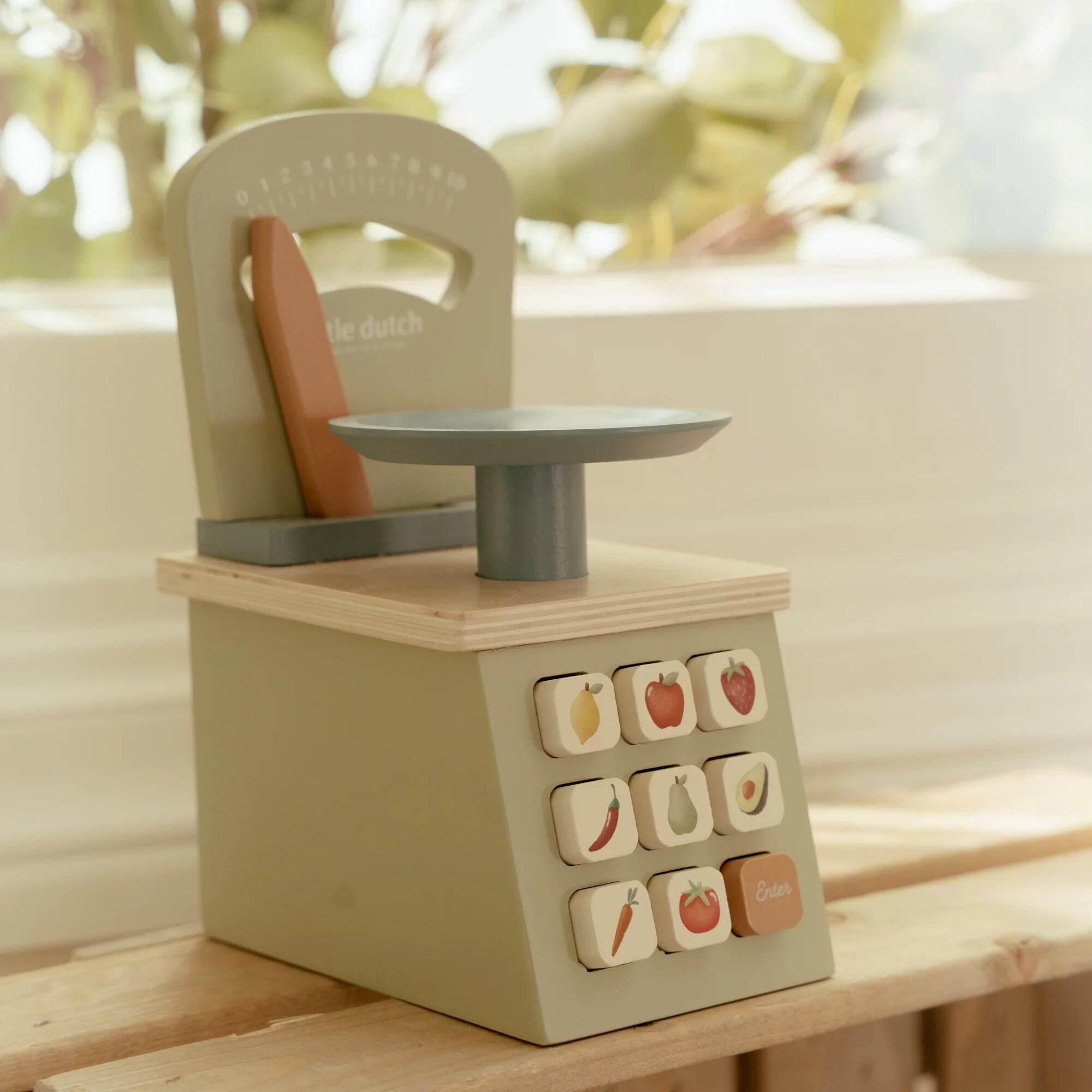 Small Foot Houten Weegschaal 'Fresh' – Multifunctioneel Rollenspel, Met 6 Voedselkaartjes, Voor Kinderen Vanaf 3 Jaar