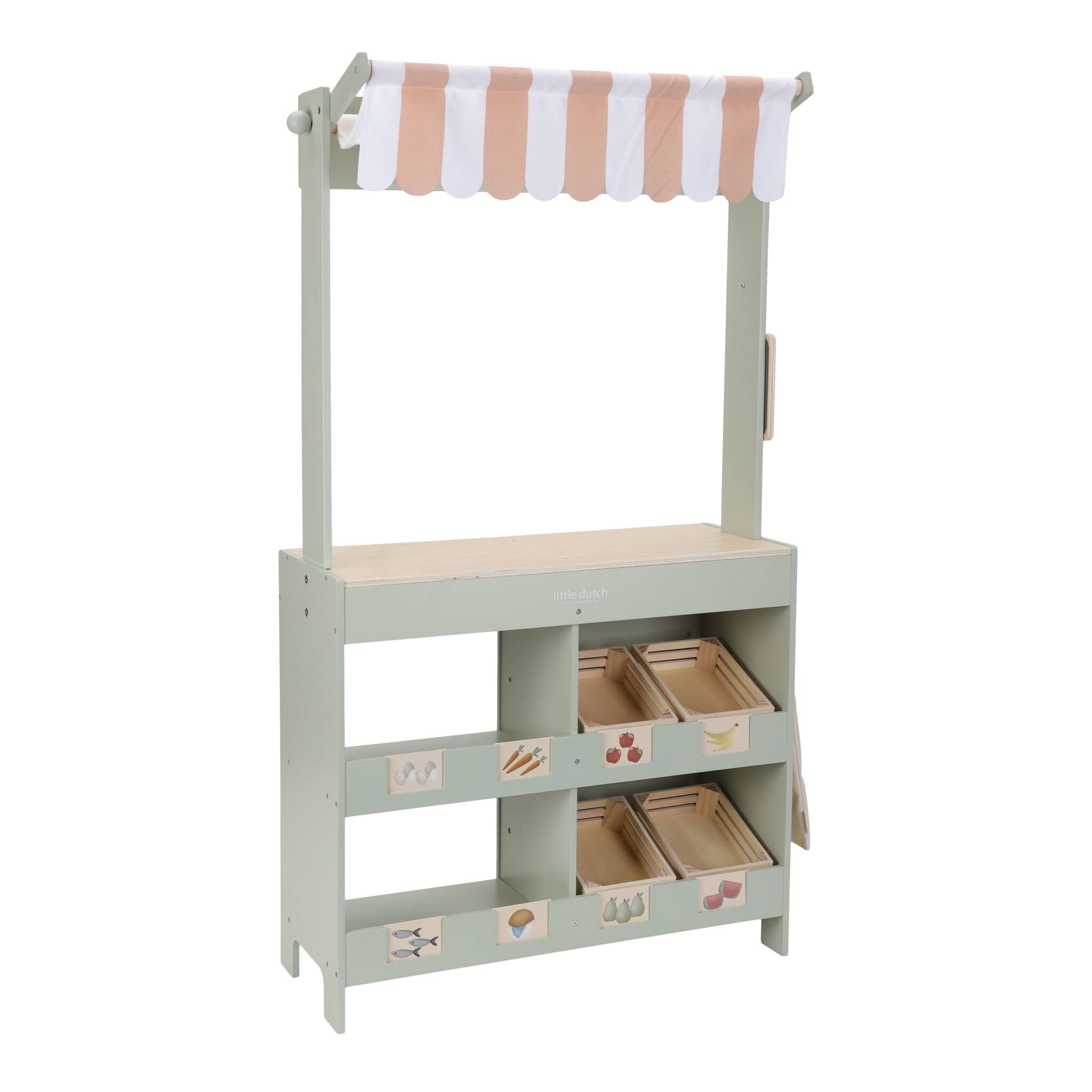 houten-marktkraam-met-stoffen-luifel-en-boodschappen