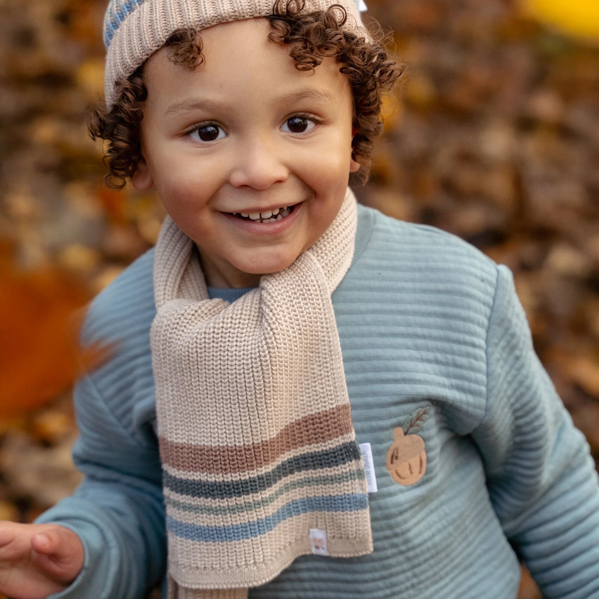 sjaal-bruin-maat-one-size-forest-friends-stripe