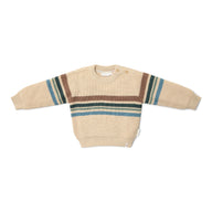 Gebreide trui - Zand - Forest Friends - Stripe