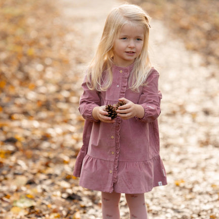 jurk-lange-mouw-roze-fairy-garden-corduroy