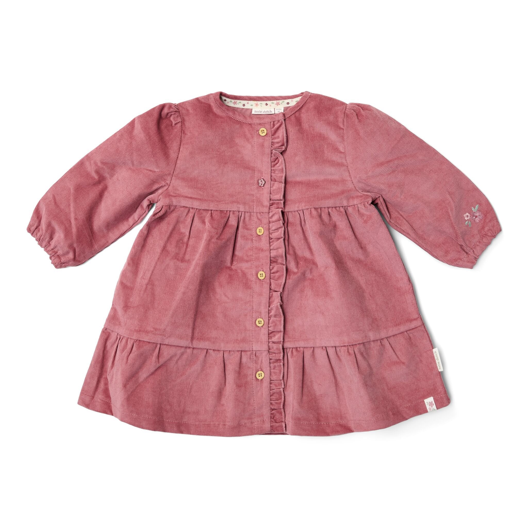 jurk-lange-mouw-roze-fairy-garden-corduroy
