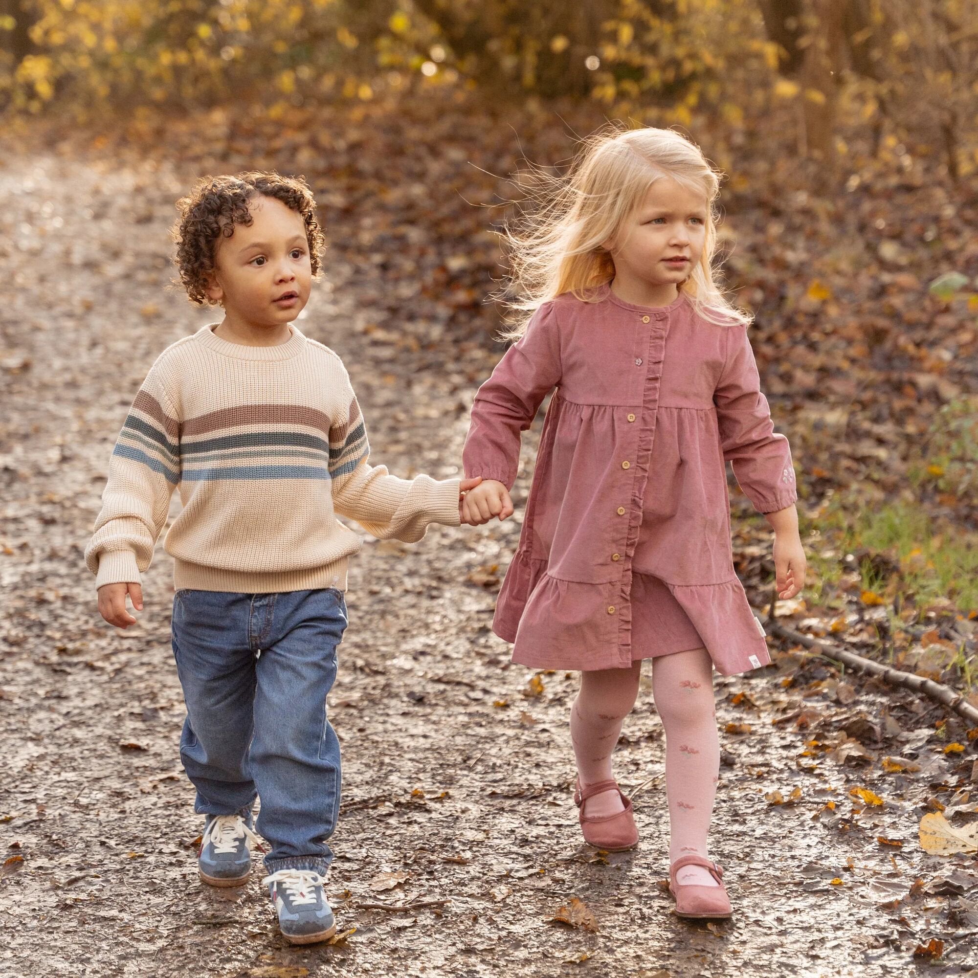 jurk-lange-mouw-roze-fairy-garden-corduroy