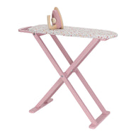 Wooden ironing board with iron 