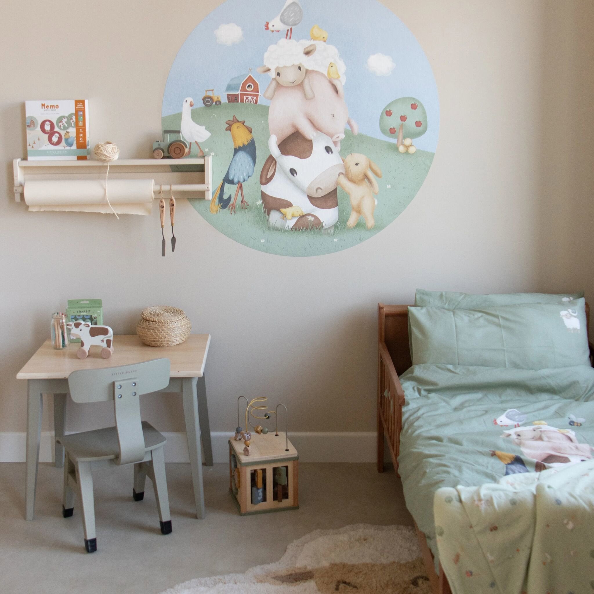 ledikant-dekbedovertrek-groen-little-farm