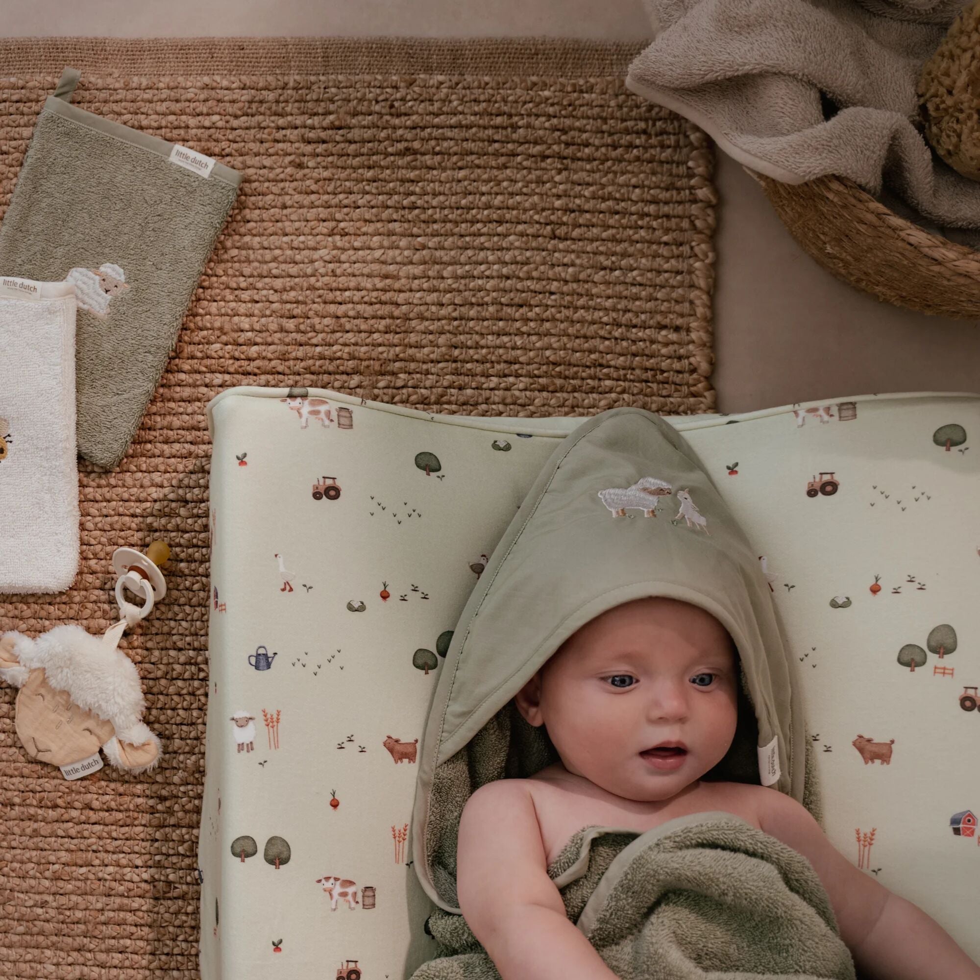 washandjes-set-groen-little-farm