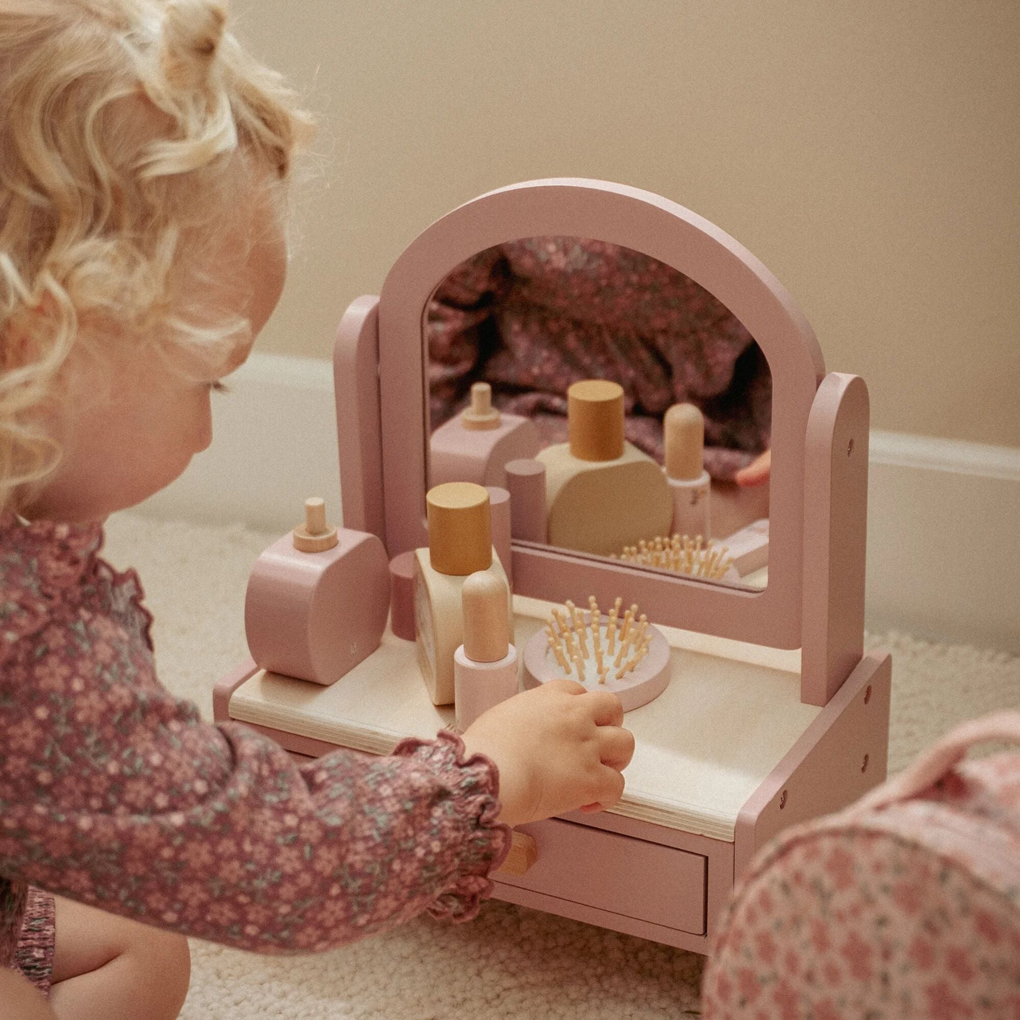 Table de toilette en bois - Rose - Essentials 