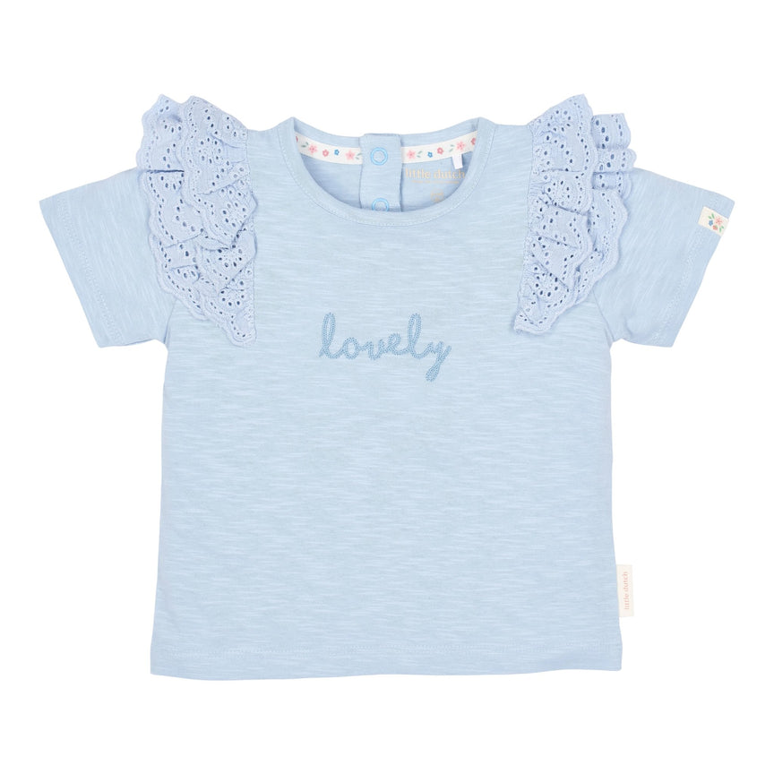 Chemise à manches courtes Broderie – Bleu 