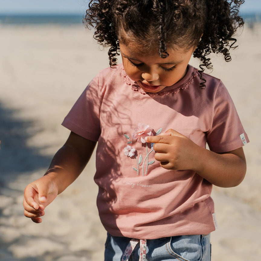 Chemise à manches courtes - Volants - Rose 