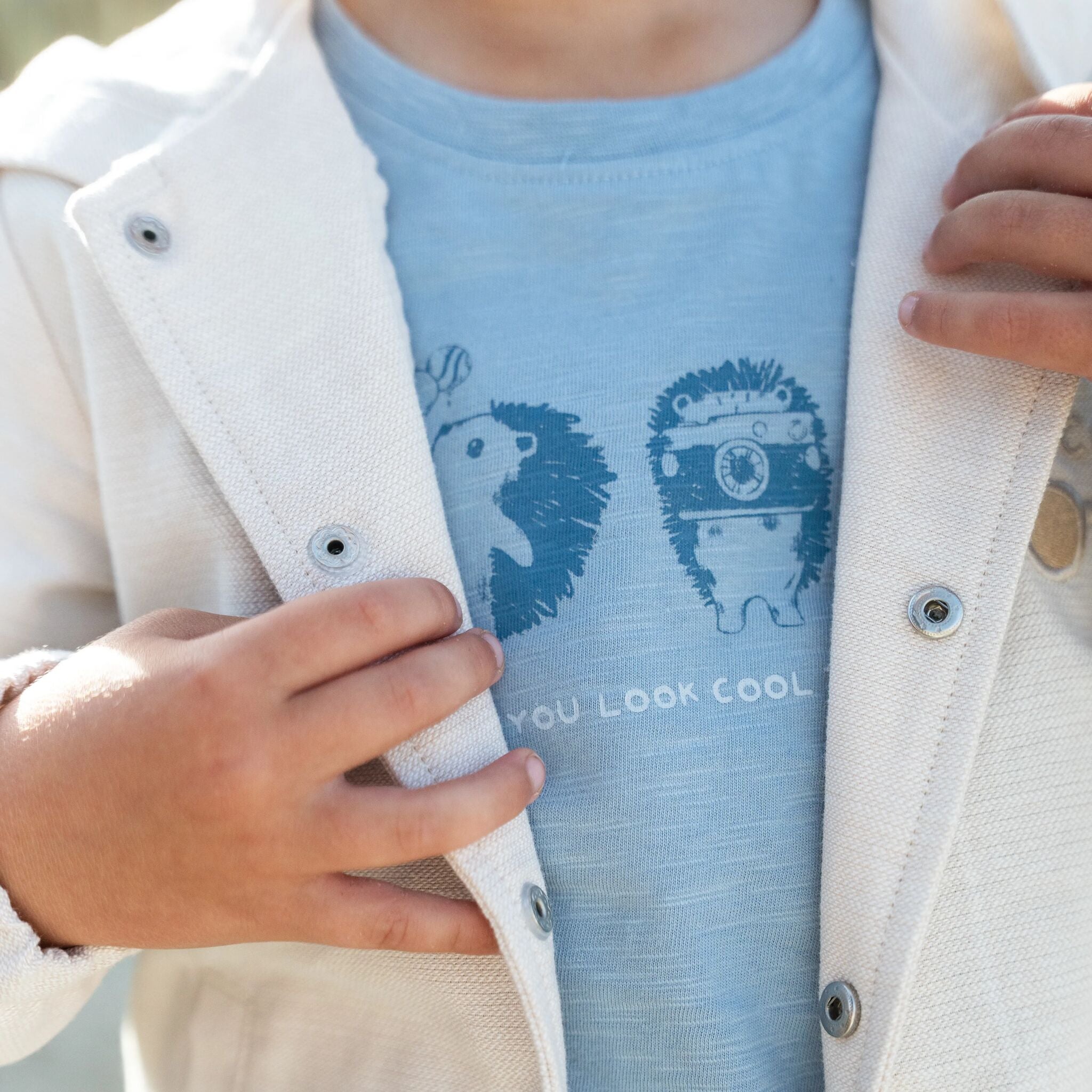 Hemd mit kurzen Ärmeln und Print - Blau 