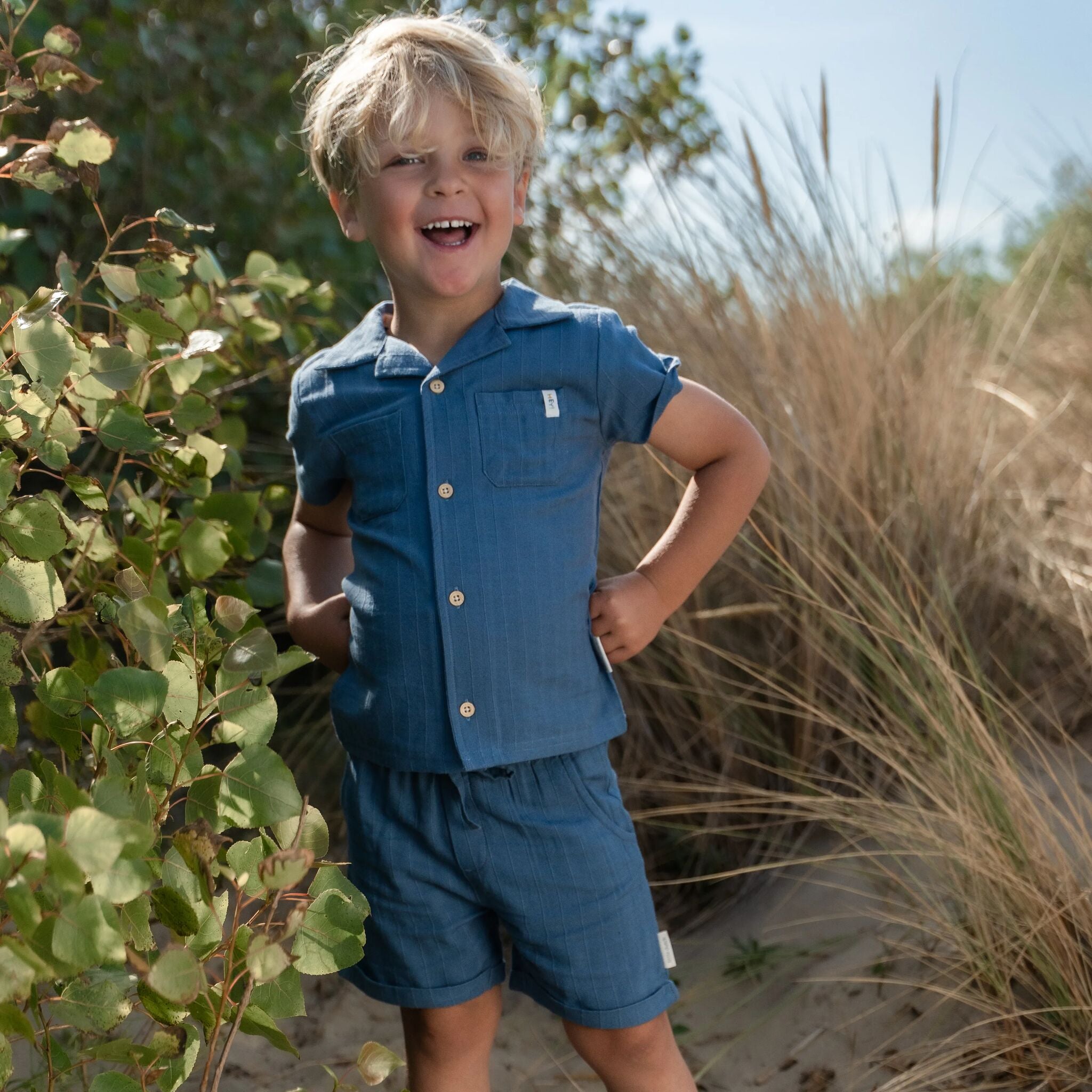 Bluse - Kurzer Ärmel - Blau 