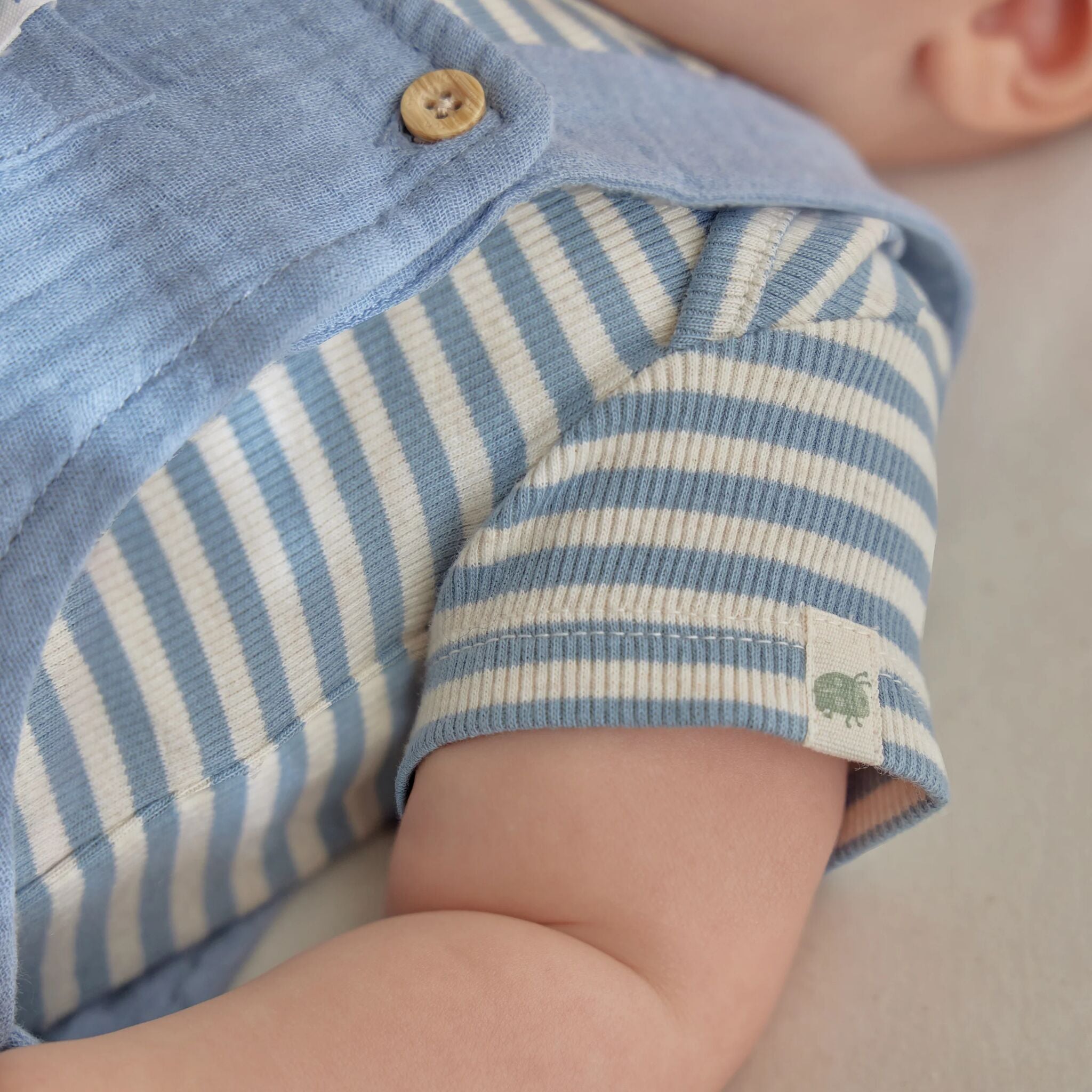 Gestreepte romper korte mouw - Blauw