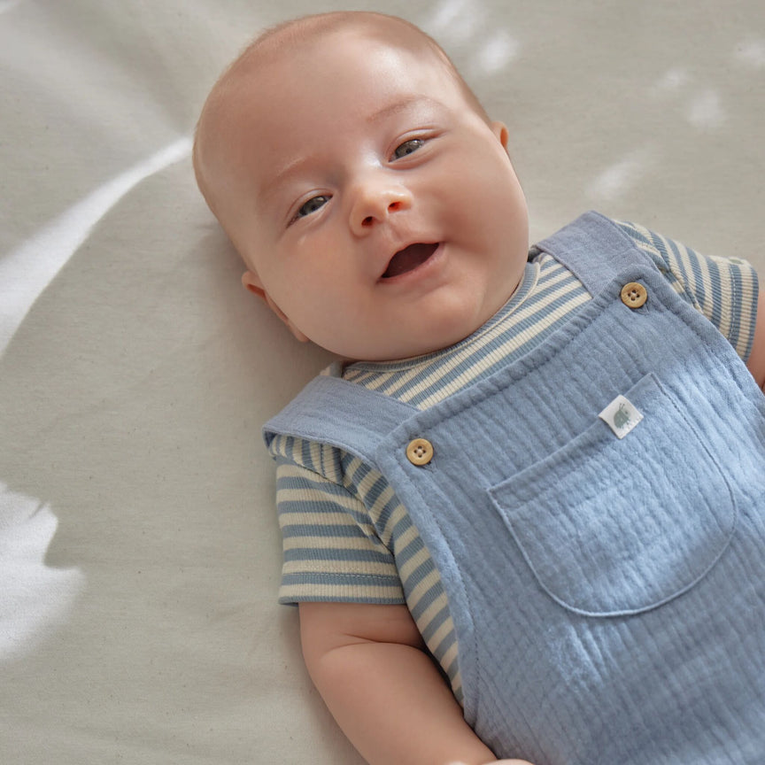 Gestreepte romper korte mouw - Blauw