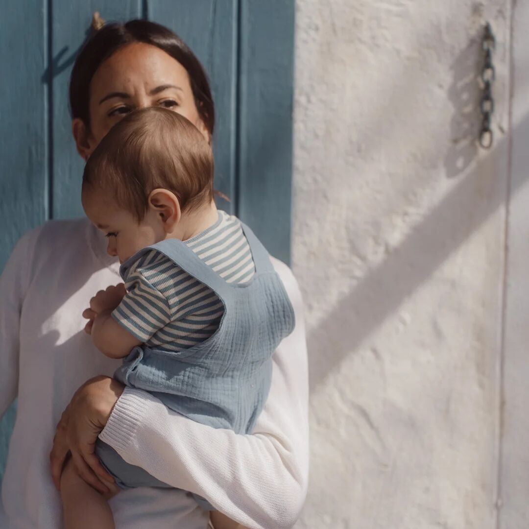 Gestreepte romper korte mouw - Blauw