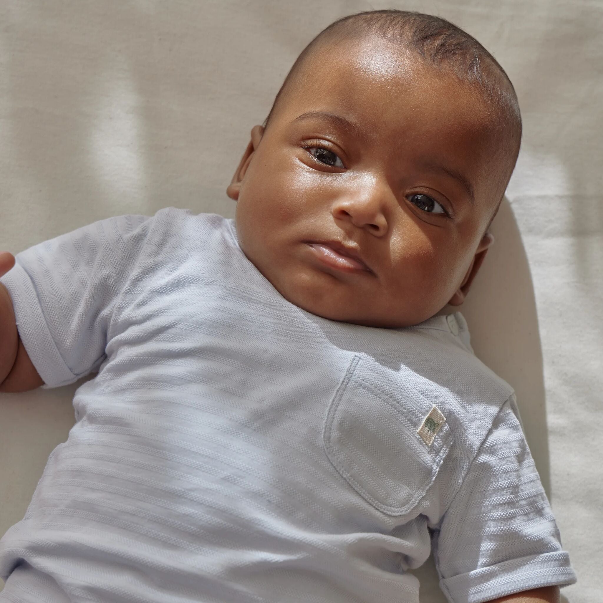 Gestreiftes Hemd mit kurzen Ärmeln - Blau 