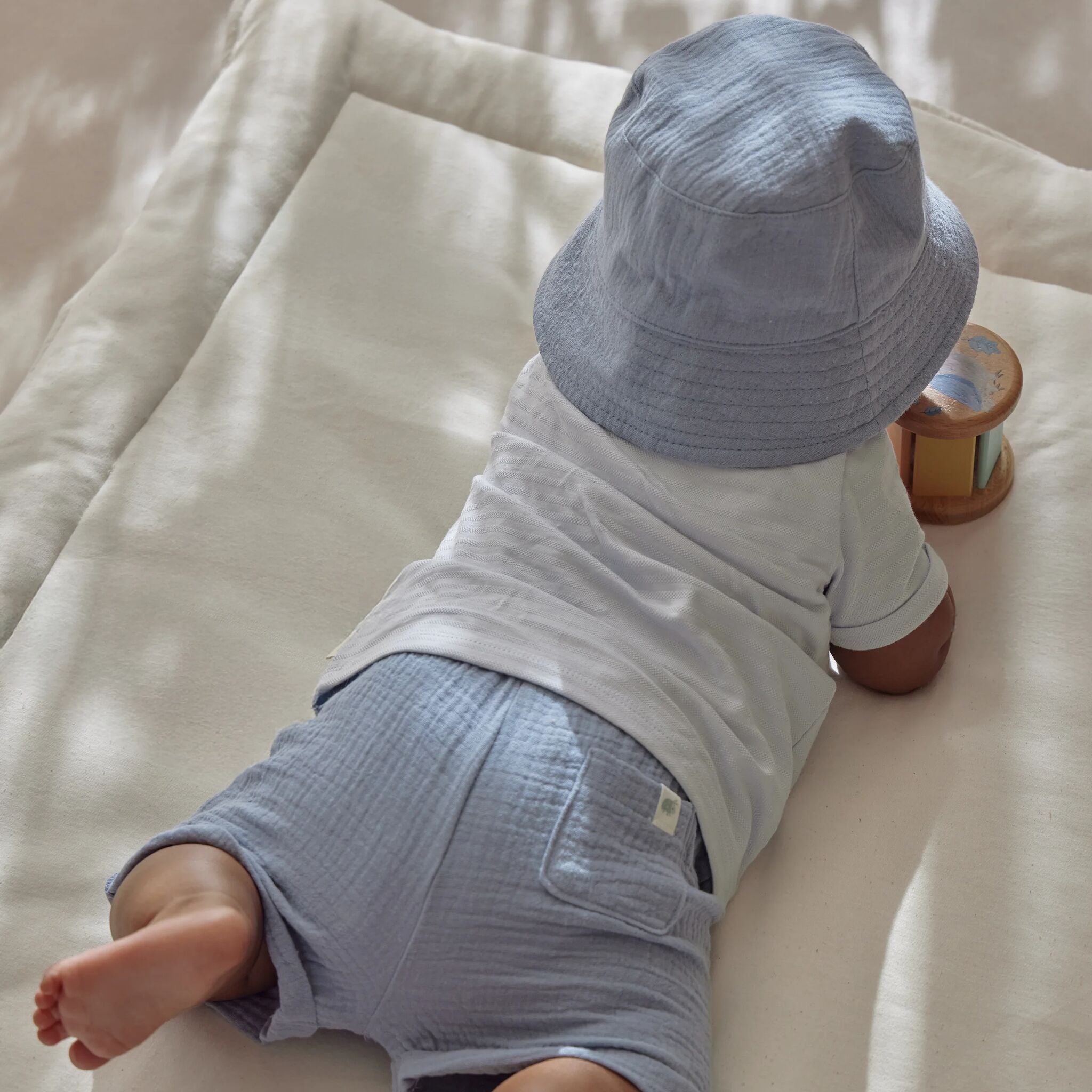 Gestreiftes Hemd mit kurzen Ärmeln - Blau 