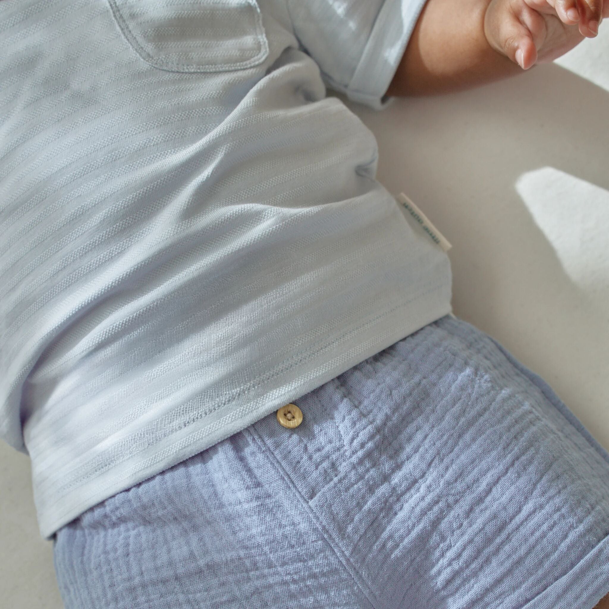 Gestreiftes Hemd mit kurzen Ärmeln - Blau 