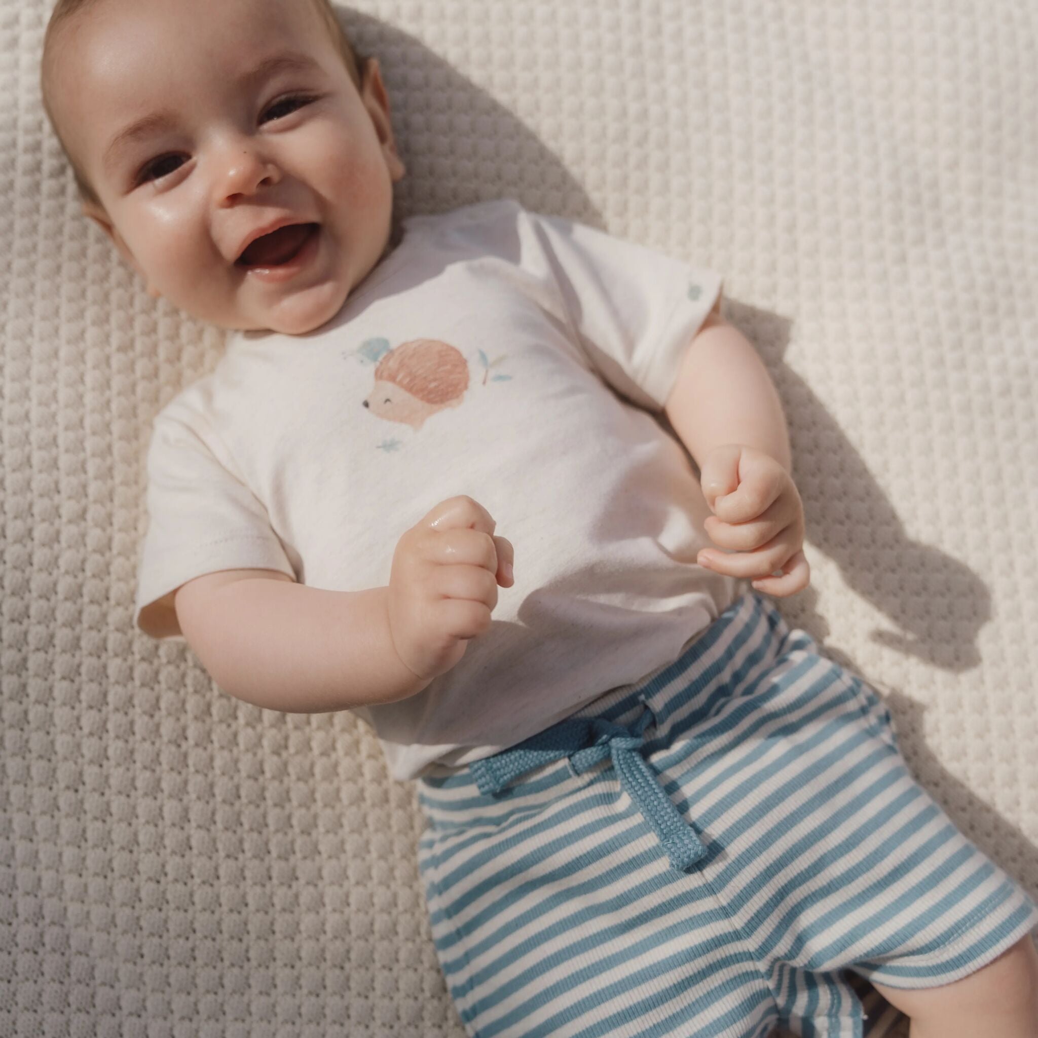 Gestreepte korte broek - Blauw