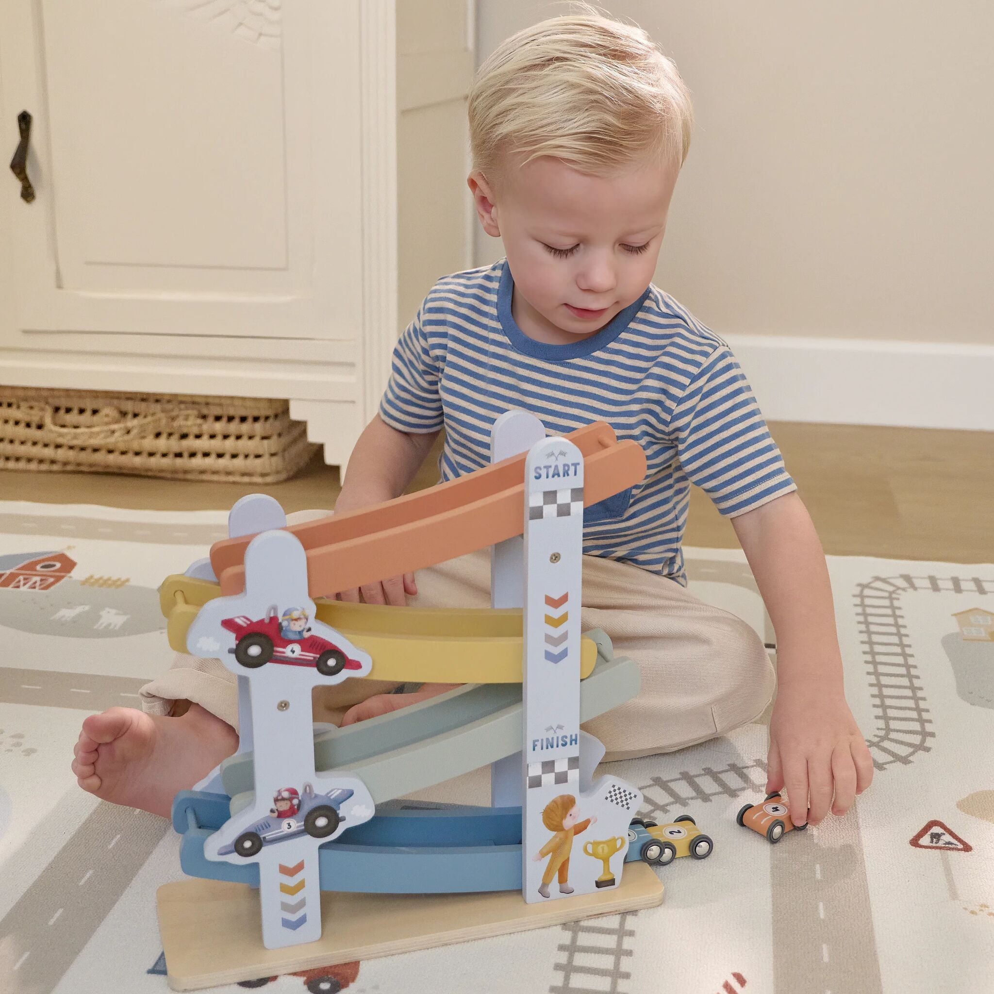 Wooden car track - Blue 