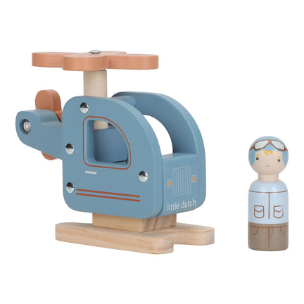 Houten speelgoed helikopter - Blauw