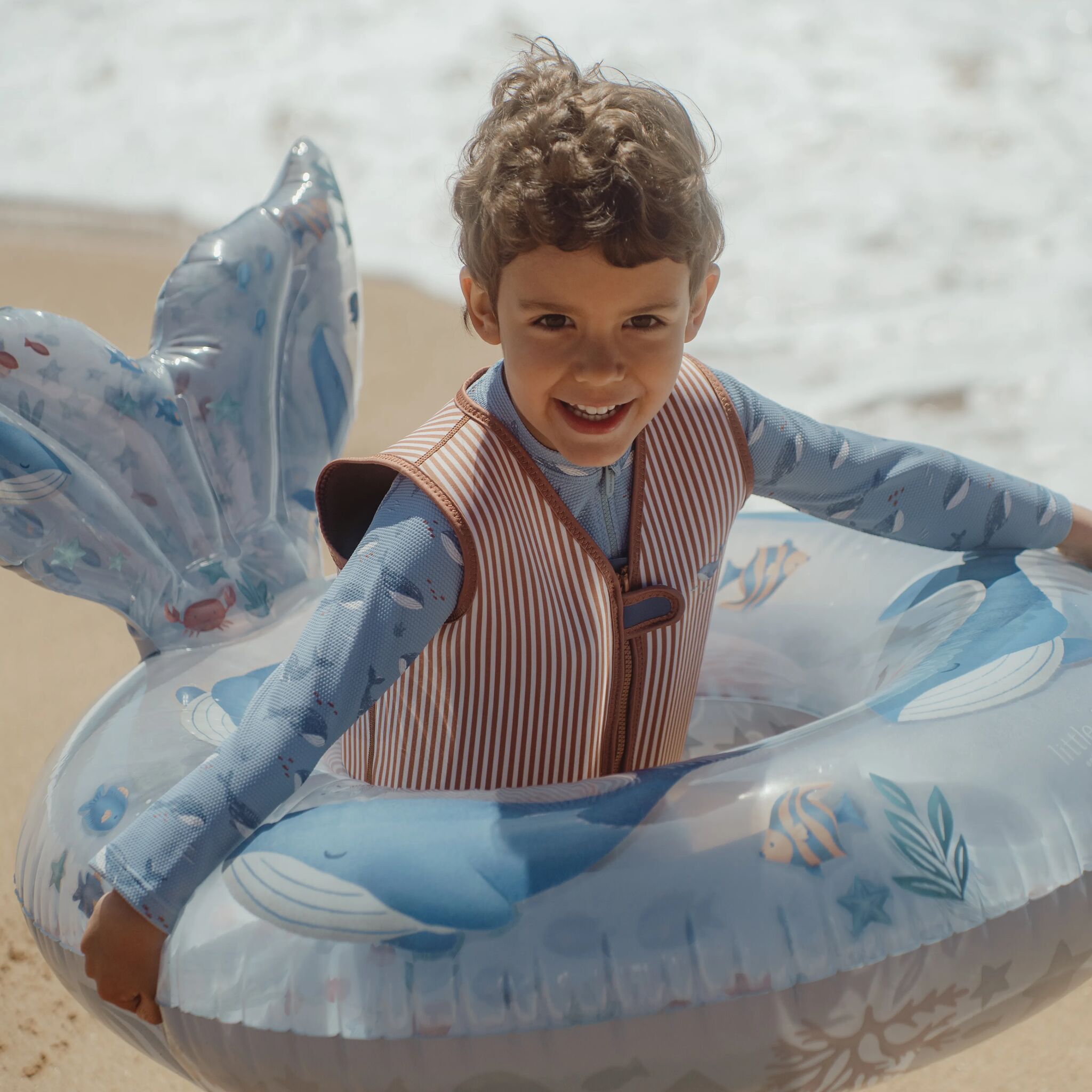 Zwempak lange mouw - UPF 40 - Blauw - Ocean Splash