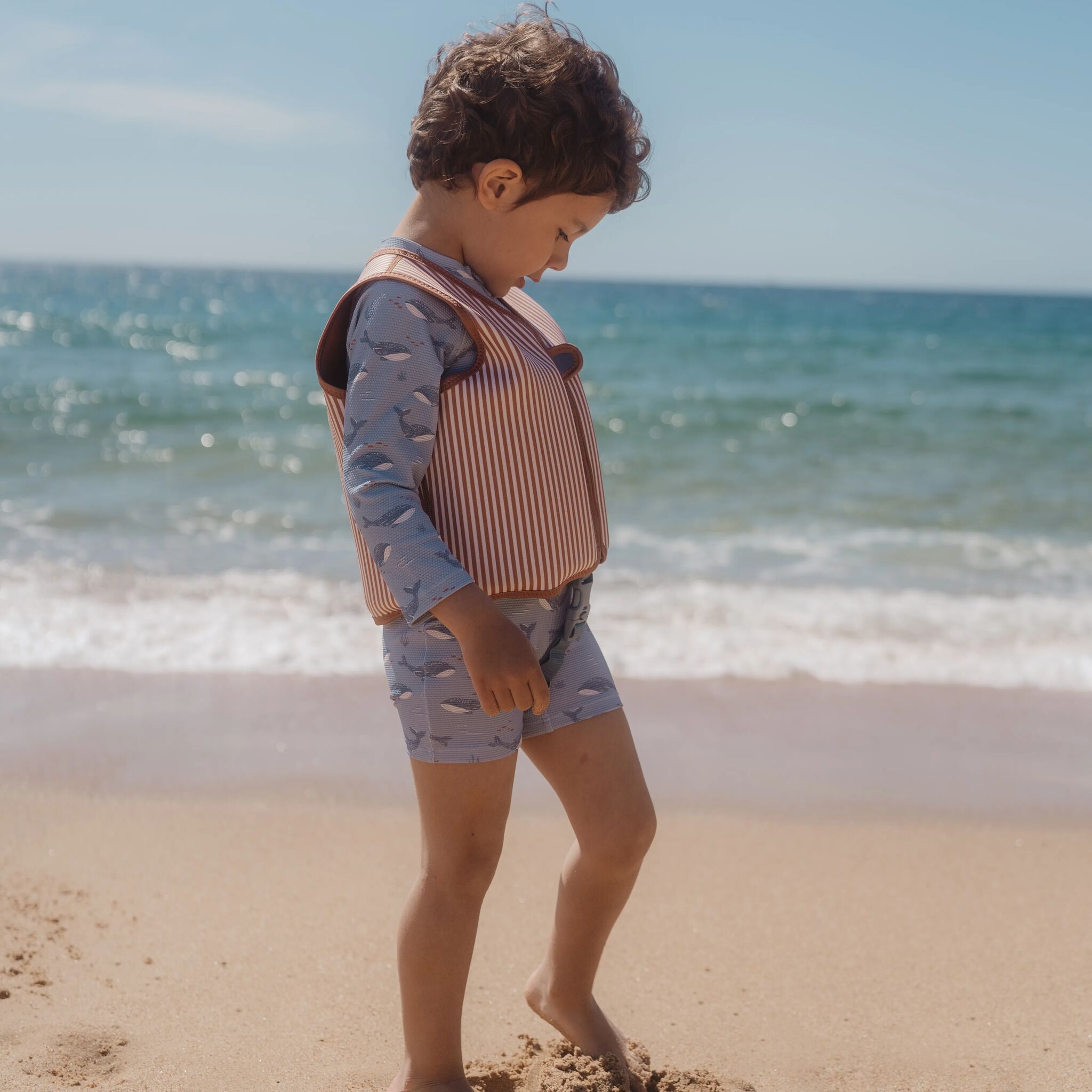 Zwempak lange mouw - UPF 40 - Blauw - Ocean Splash