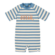 Swimsuit short sleeve - Blue - Ocean Blue Stripes 