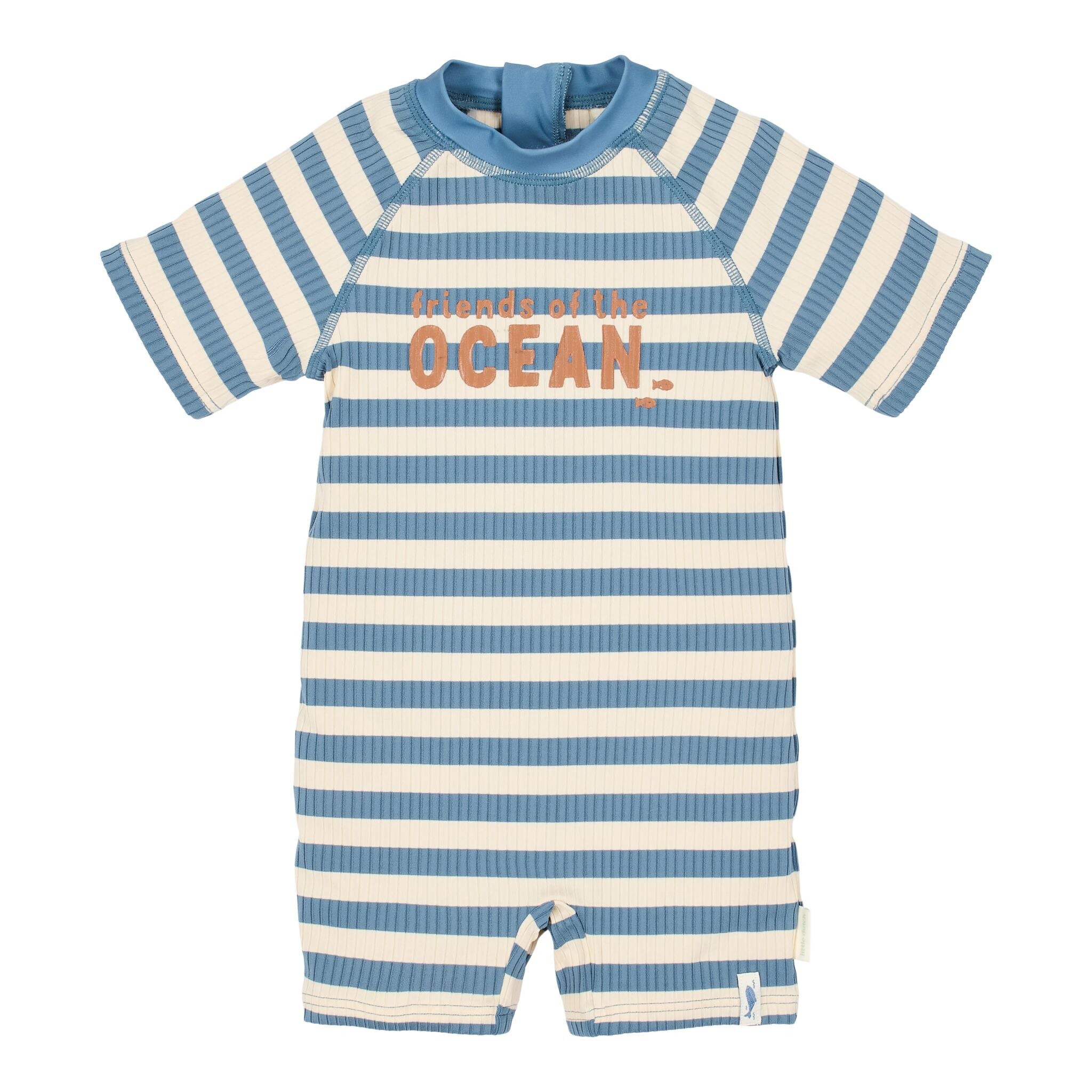 Swimsuit short sleeve - Blue - Ocean Blue Stripes 
