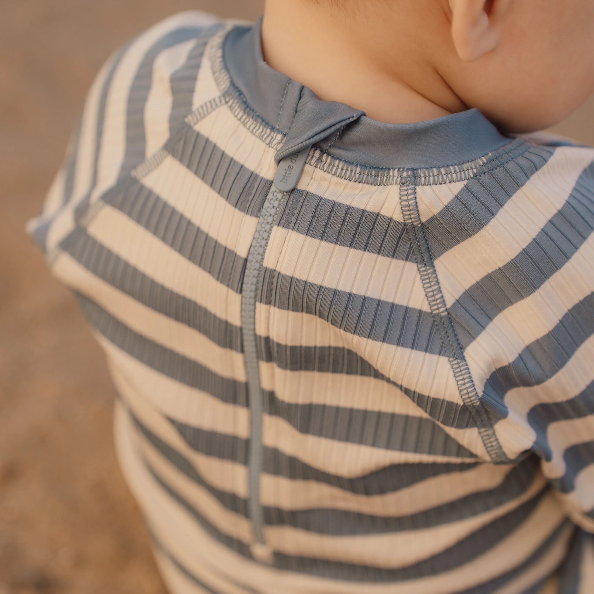 Swimsuit short sleeve - Blue - Ocean Blue Stripes 