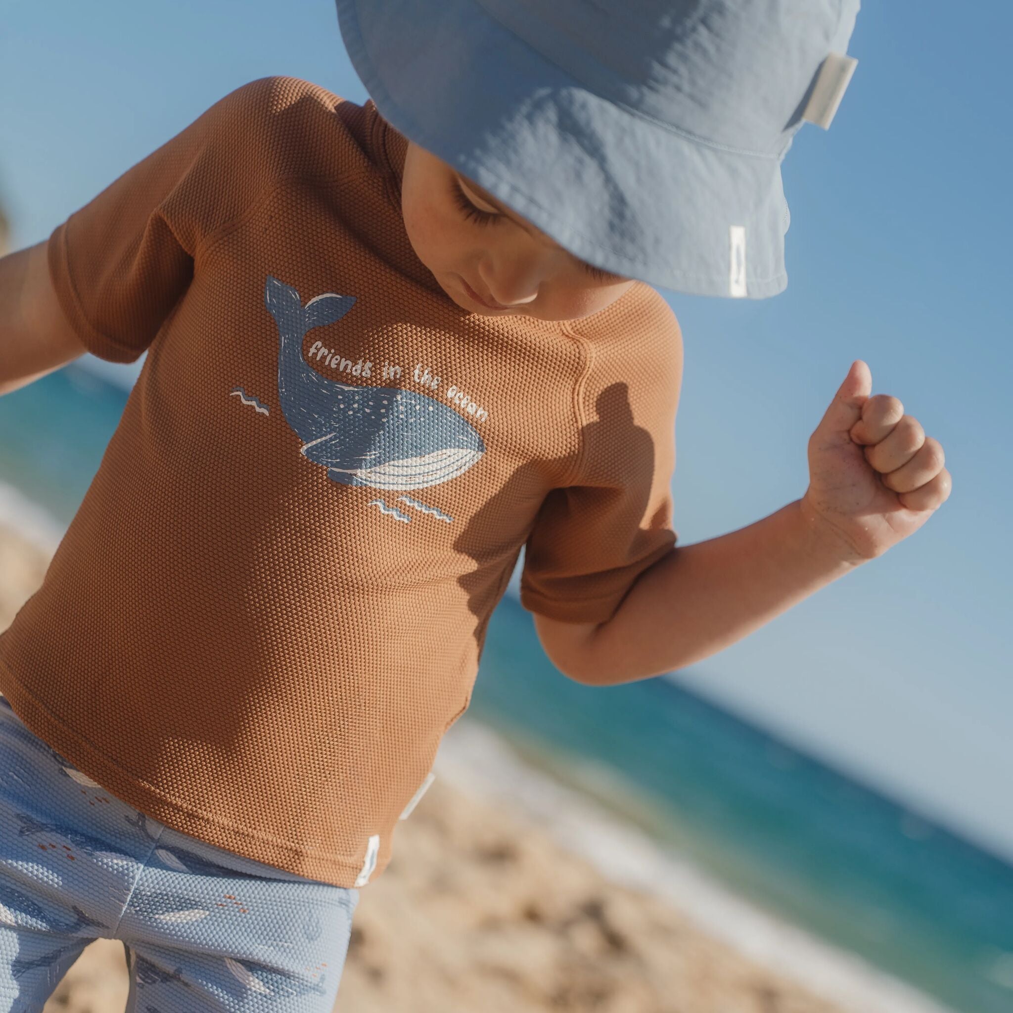 Short sleeve swim shirt - Brown 