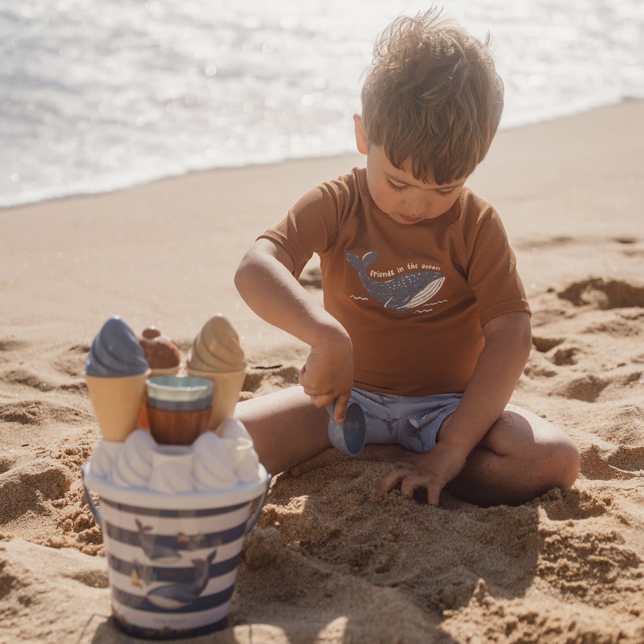 Short sleeve swim shirt - Brown 