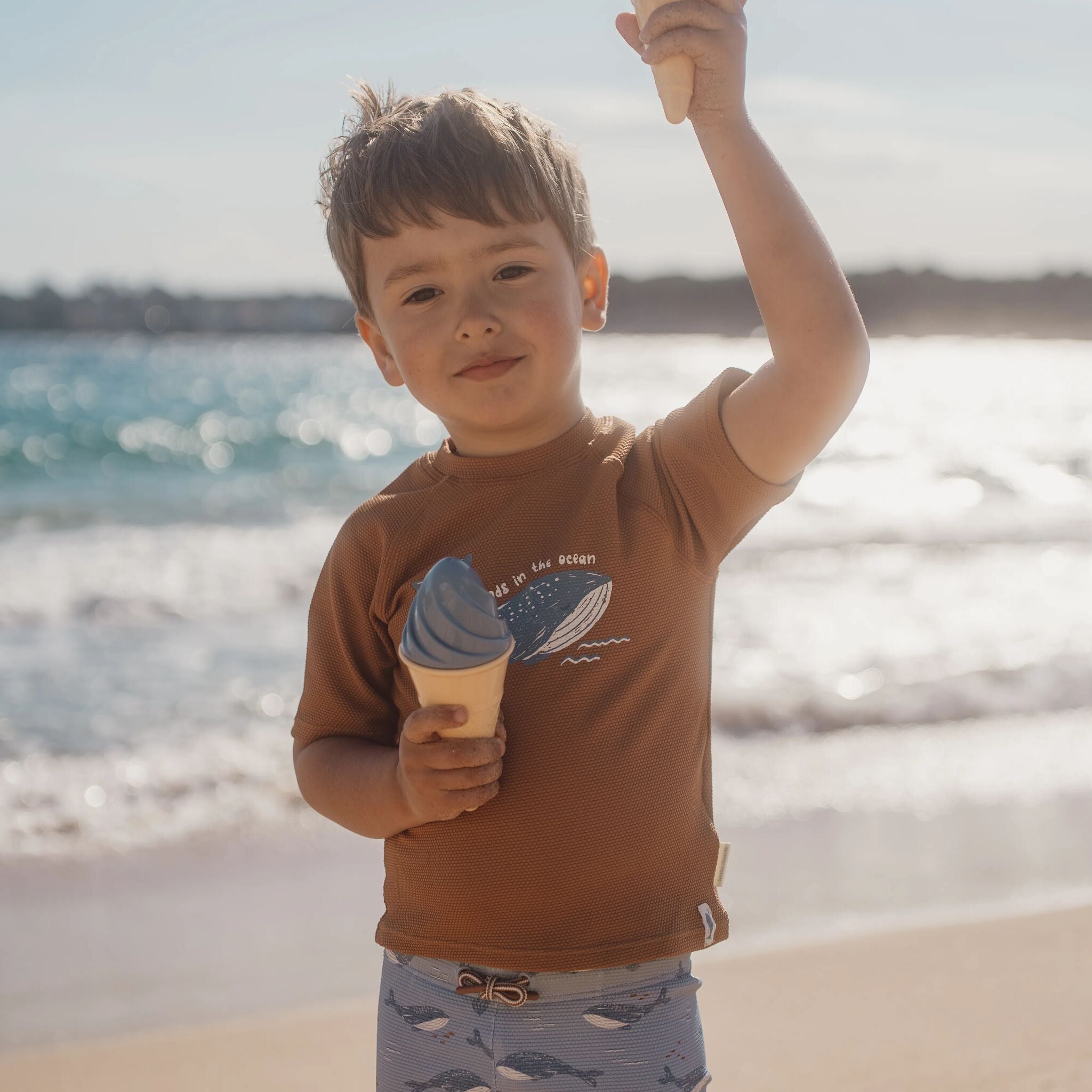 Short sleeve swim shirt - Brown 